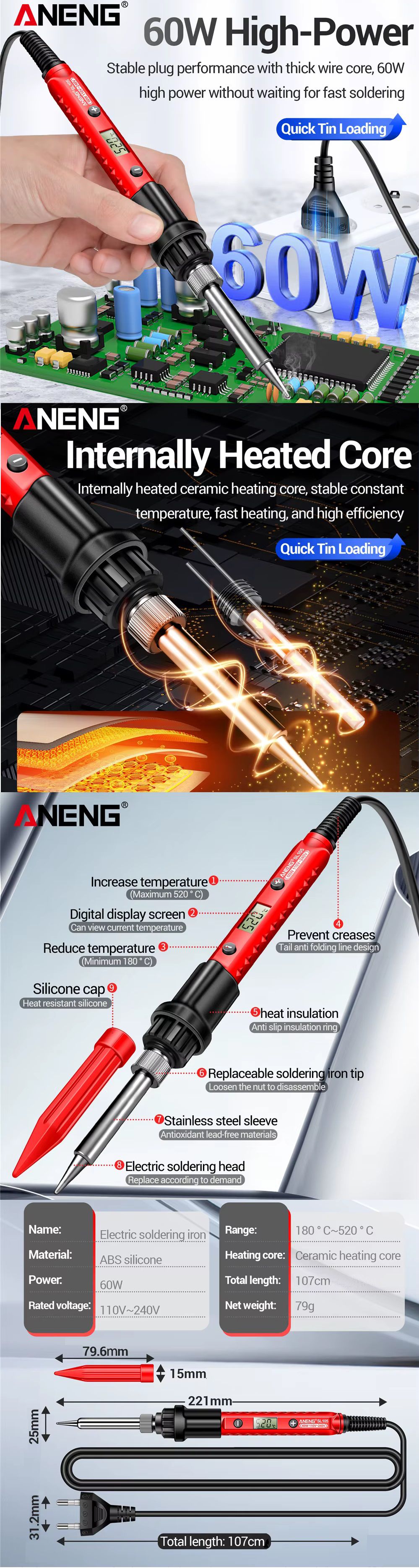 soldador temperatura ajustable 220V-60w